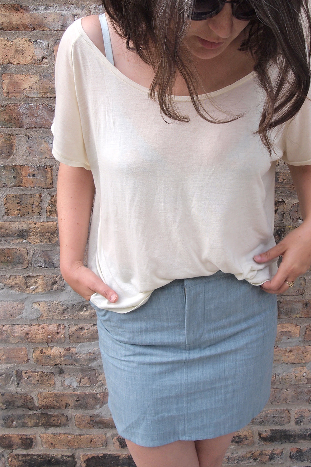 A New Denim Moss (and raglan tee & watson bra) | Grainline Studio