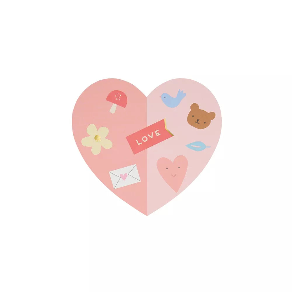 Meri Meri Heart Concertina Valentine Cards & Stickers (Pack of 12)