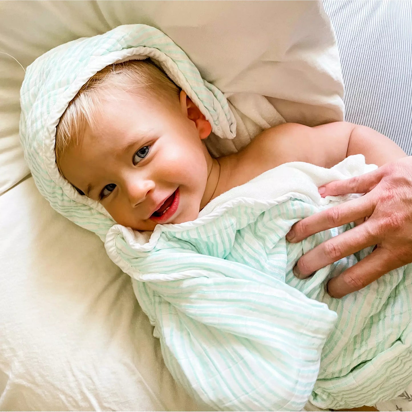 Seafoam Green Hooded Baby Towel and Washcloth Set