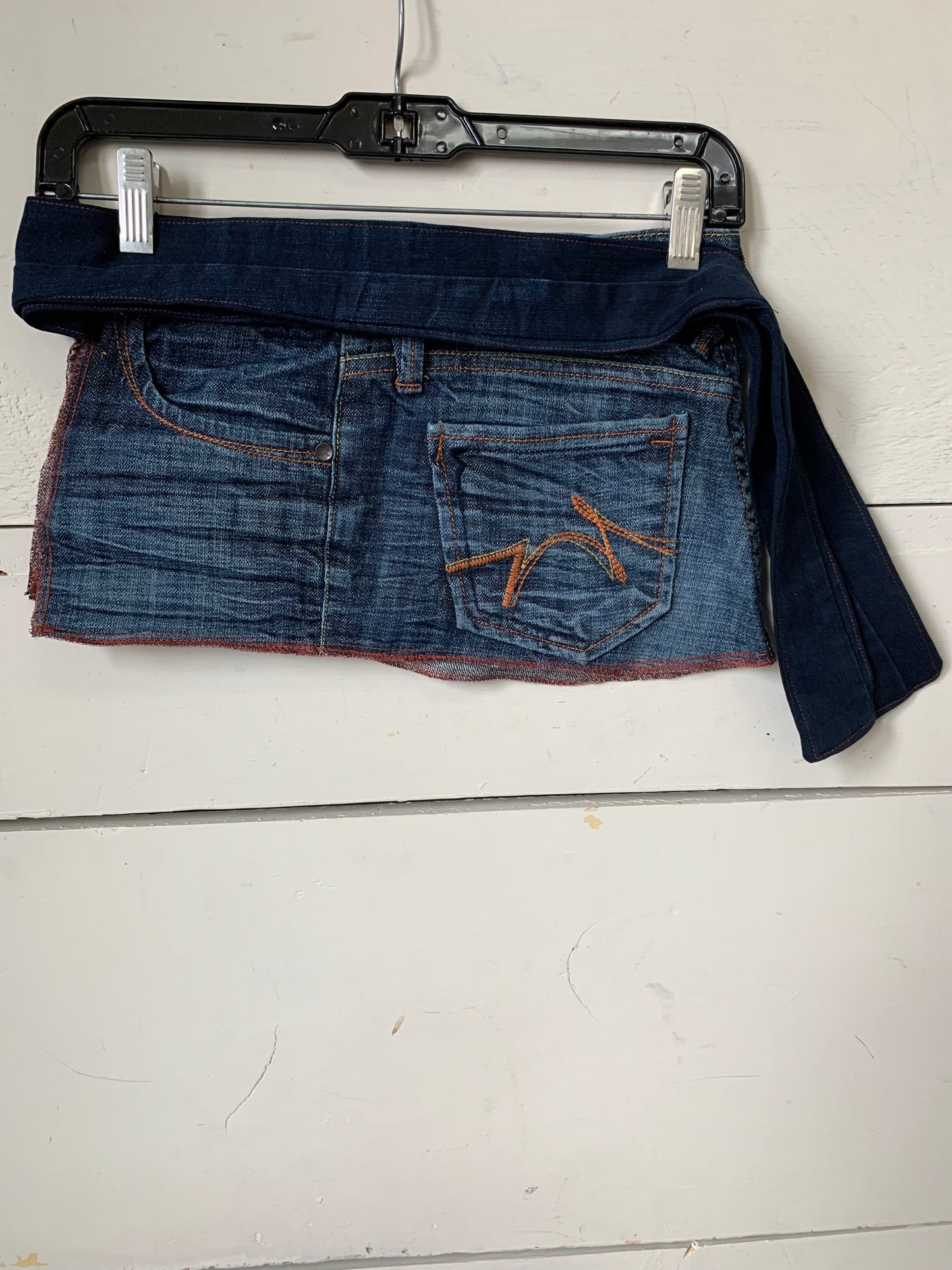 APRON blue with orange stitching