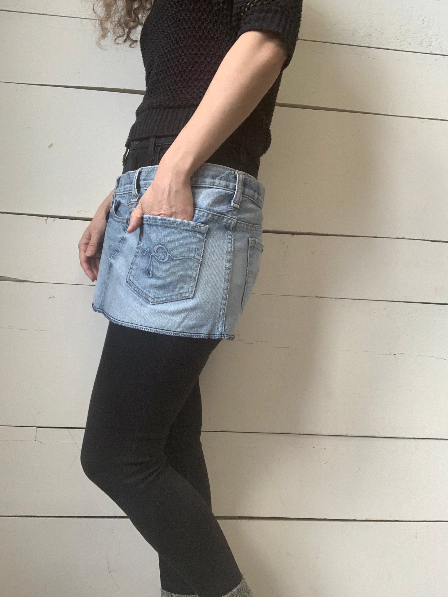 Tablier jeans délavé