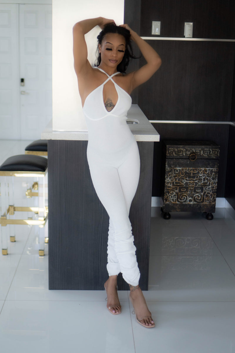 white stacked jumpsuit