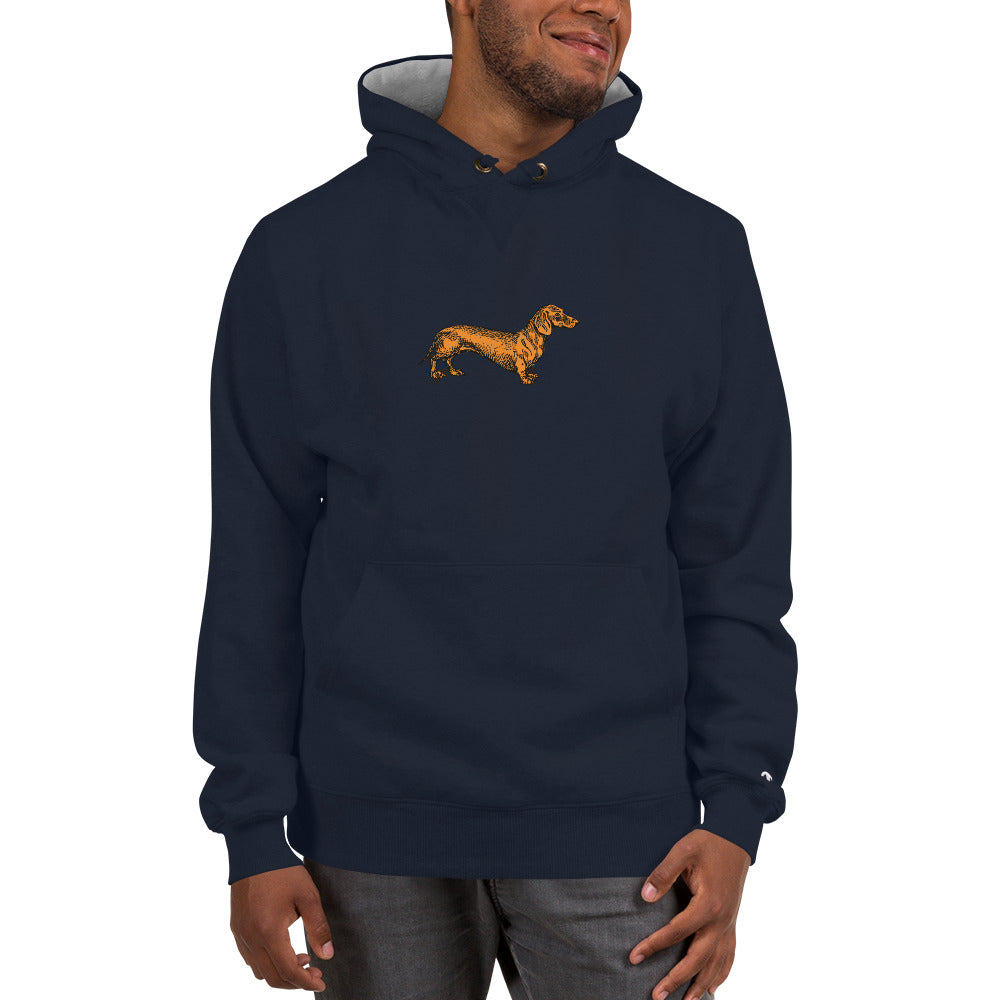 orange and blue champion hoodie