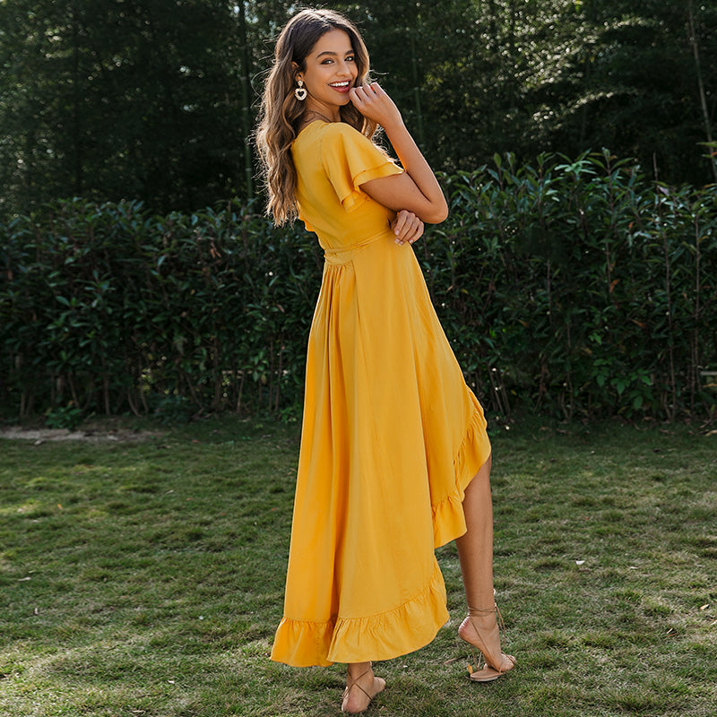 yellow bohemian maxi dress