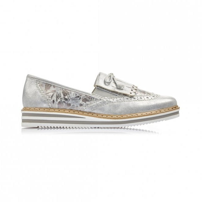 Rieker Ladies Slip Grey Fringe Loafer – Hobson Shoes