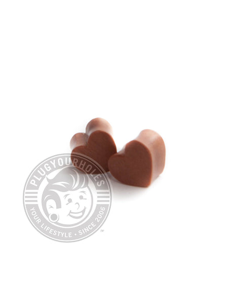 Cherry Wood Heart Shaped Plugs Wooden Heart Plugs 0804