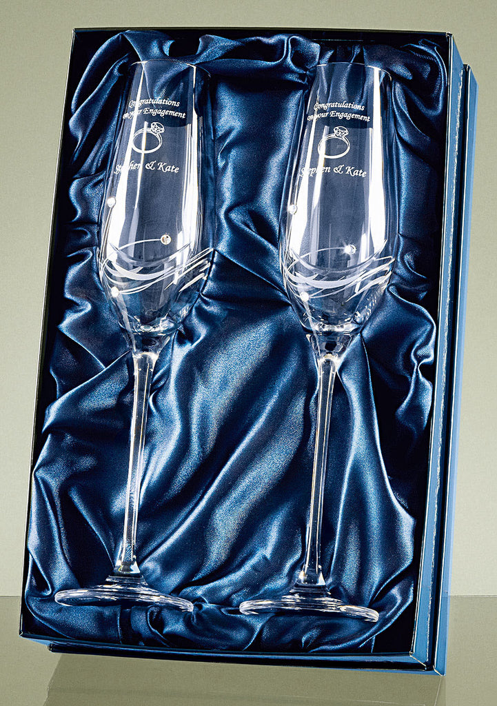 Engraved champagne glasses