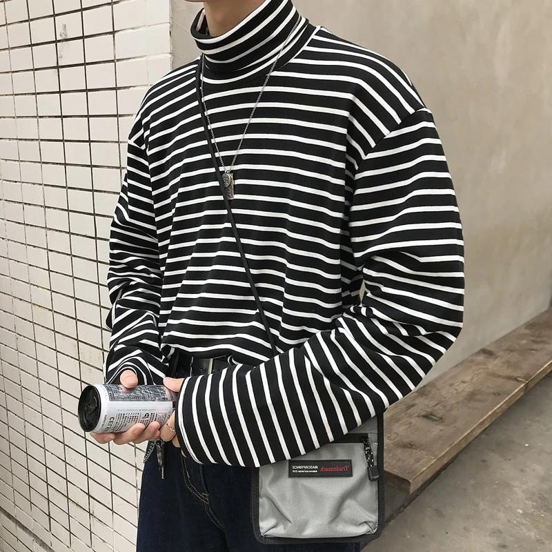 stripped turtleneck