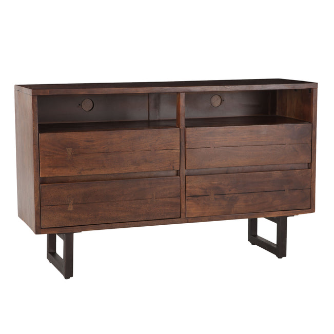 Glenwood 56 Inch Acacia Wood Dresser In Walnut Finish 3foxden