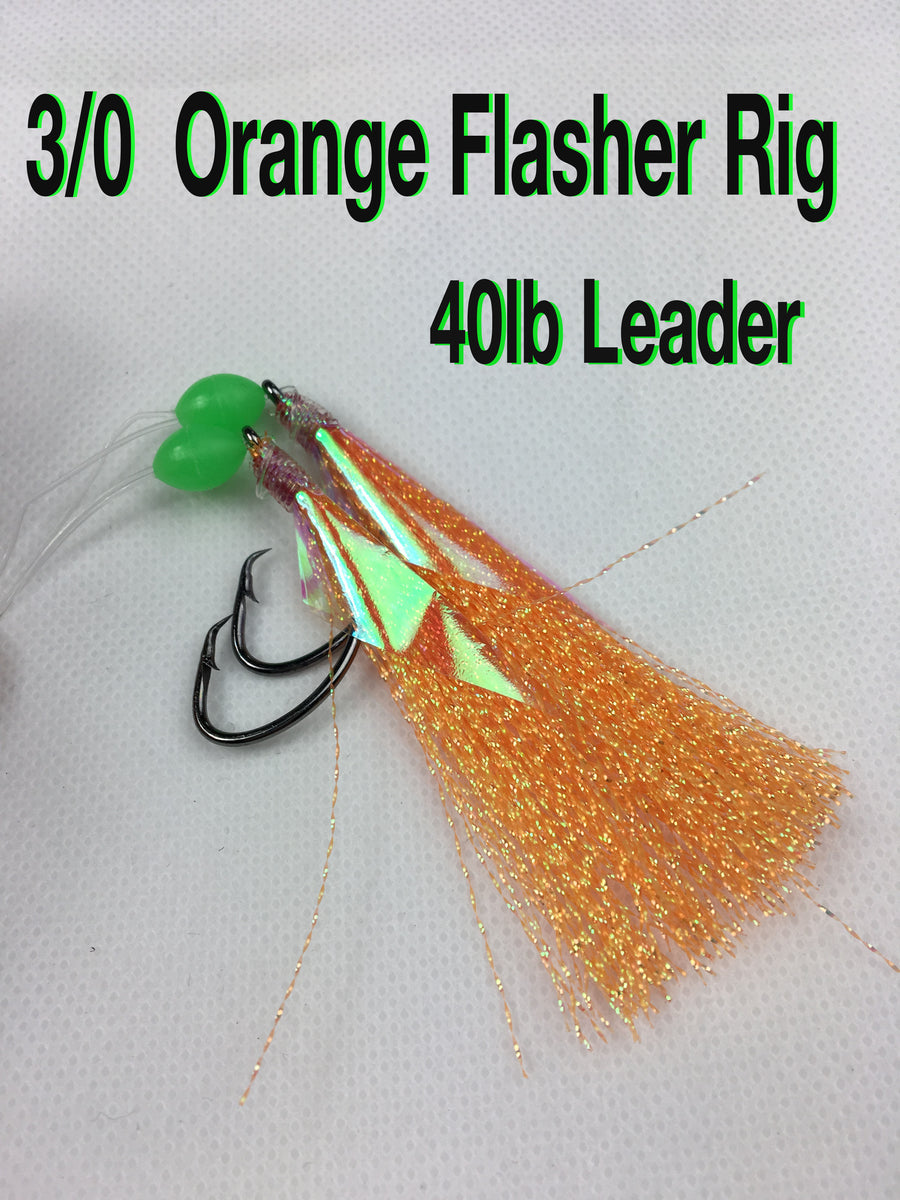 6 X SNAPPER FLASHER 2 X HOOK FISHING RIGS 60lb MONO 5/0 CIRCLE HOOKS & LUMO