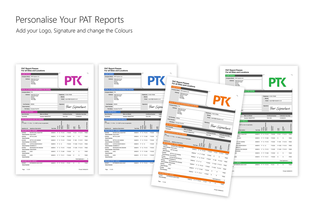 Personalise your PAT Testing Reports and Certification with SimplyPats