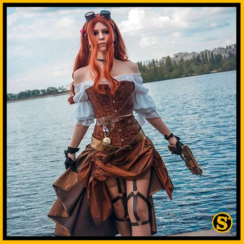 corset pirate steampunk porté par notre modèle