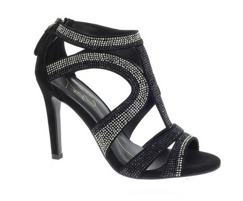 black sandal heels swarovski crystals