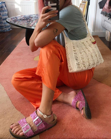 Michelle Li wearing Birkenstocks