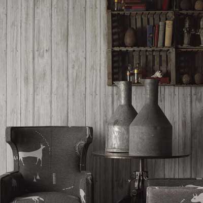 rustic wood panel wallpaper by andrew martin