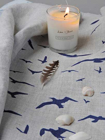seagulls fabric by Peony and Sage for nautical curtains