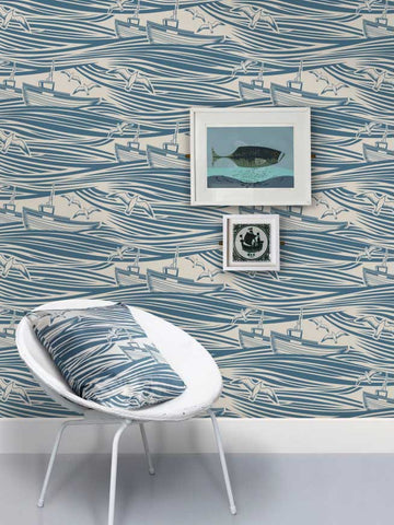 whitby wallpaper washed denim from mini moderns