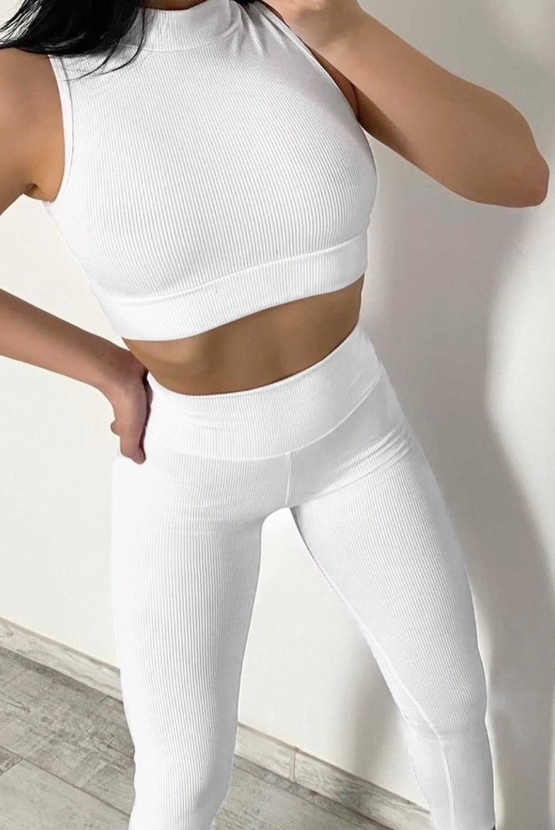 'COMFY' WHITE SET - Compleu fitness din doua piese alb