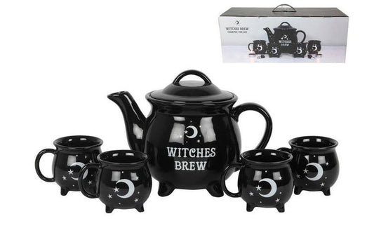 BLACK WITCHES TEASET INCLUDES 4 MUGS + 1 TEAPOT