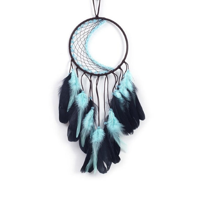 DREAMCATCHER MOON BLACK WITH TURQUOISE BEADS