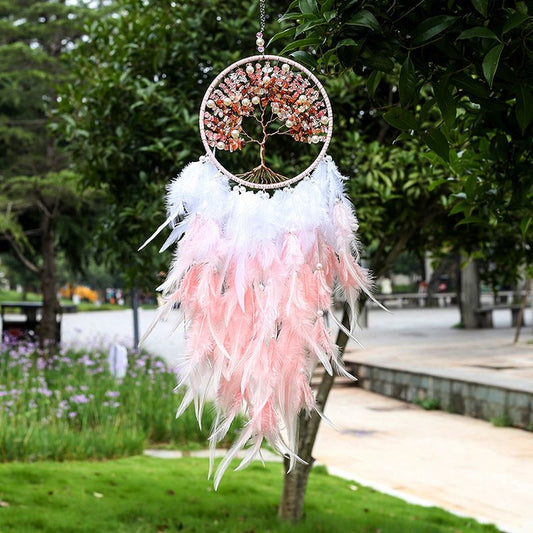 DREAMCATCHER GEMSTONE TREE OF LIFE PINK