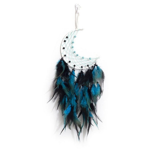 DREAMCATCHER MOON WITH BEADS BLACK BLUE