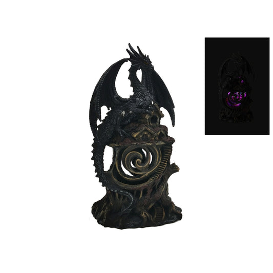 BLACK DRAGON ON LIGHT UP TREE 24CM