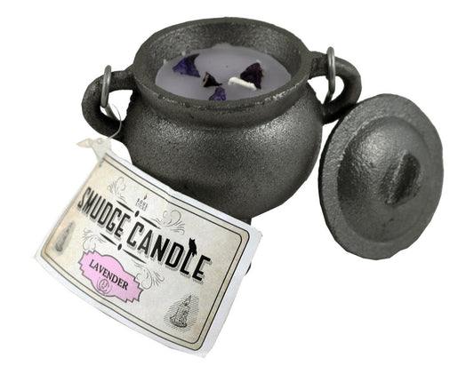 CAST IRON CAULDRON SMUDGE CANDLE LAVENDER