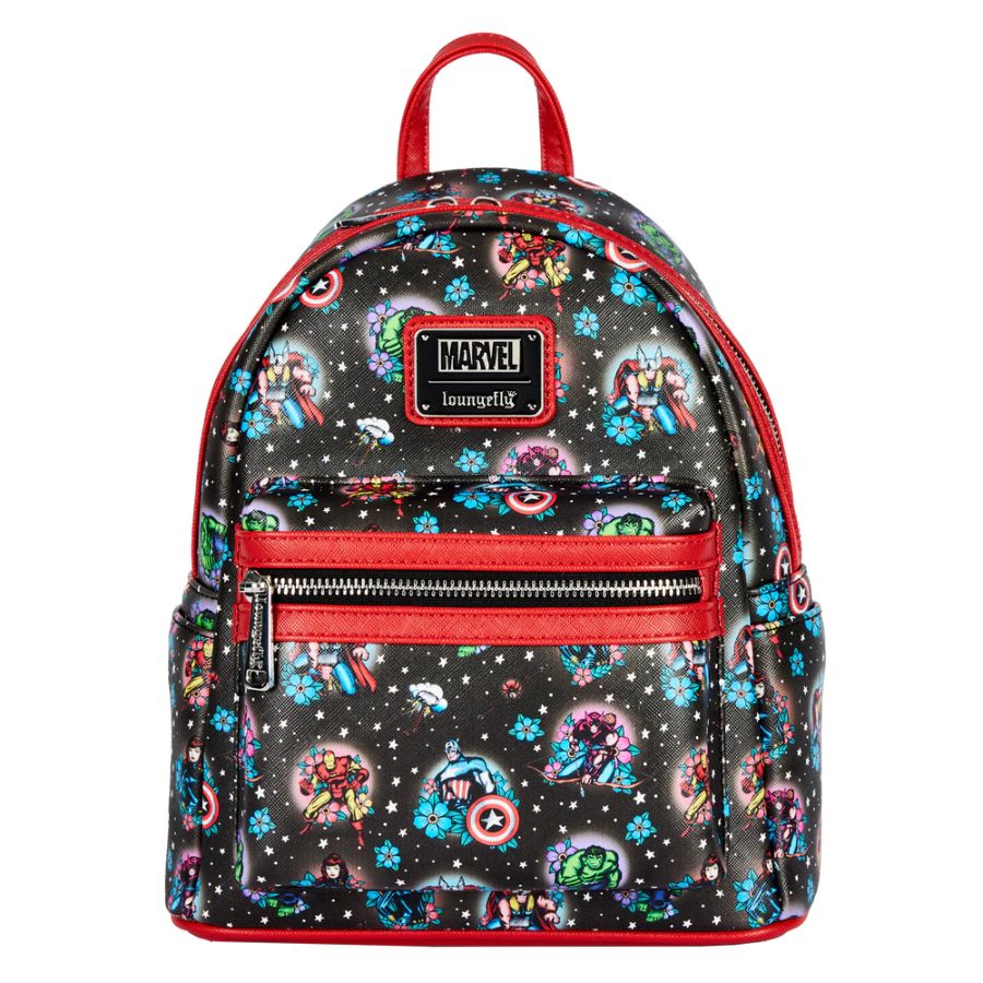 LOUNGEFLY - Marvel Comics - Avengers Floral Tattoo Mini Backpack {ORDER IN ONLY}