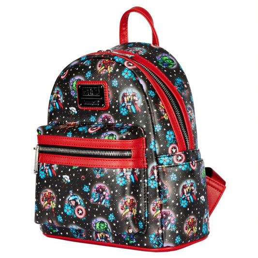 LOUNGEFLY - Marvel Comics - Avengers Floral Tattoo Mini Backpack {ORDER IN ONLY}