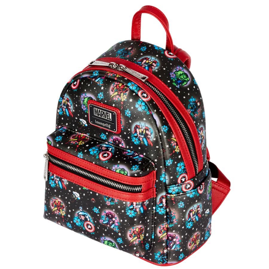 LOUNGEFLY - Marvel Comics - Avengers Floral Tattoo Mini Backpack {ORDER IN ONLY}