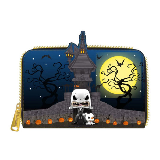 LOUNGEFLY - The Nightmare Before Christmas - Jack Skellington House Pop! Glow Zip Purse {ORDER IN ONLY}