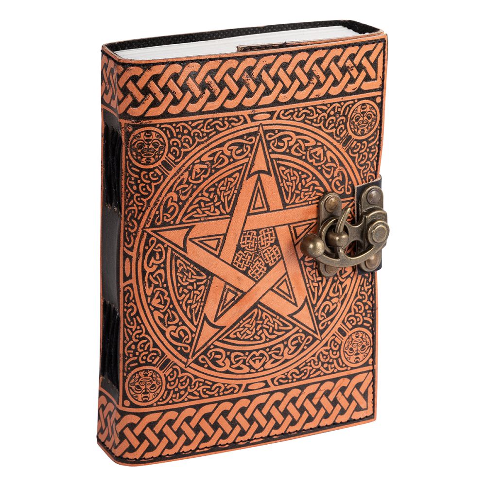 LEATHER JOURNAL PENTACLE GOLD 12CMX 18CM