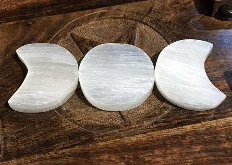 Selenite Triple Moon 3 Pce Set