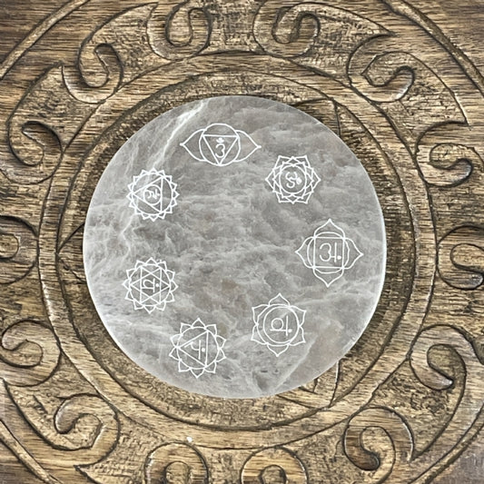 Selenite Round Charging Plate Chakra