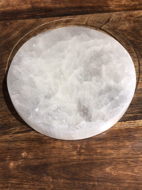 Selenite Round Charging Plate 14cm