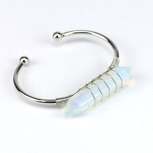 Cuff Bracelet Wire Wound Double Point Opal