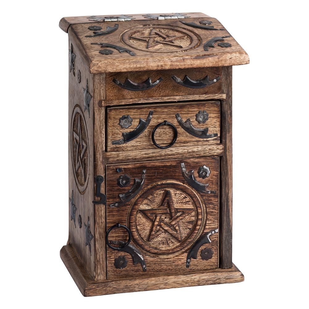 WOODEN CHEST - Pentacle Engraved 11cm x 14cm x24cm