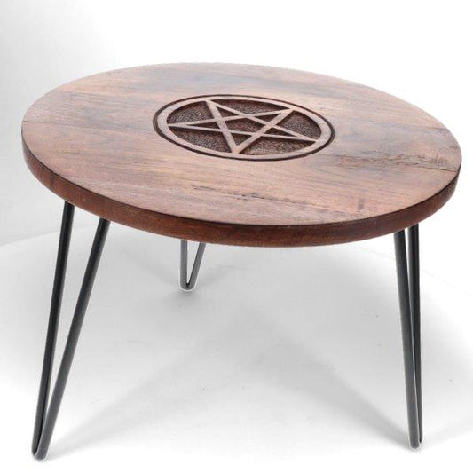 ALTAR TABLE PENTAGRAM METAL AND WOOD