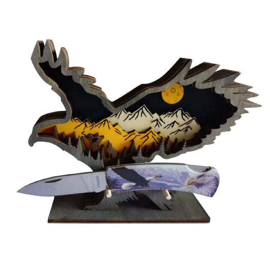 DECORATIVE FOLDING KNIFE EAGLE WITH DISPLAY STAND