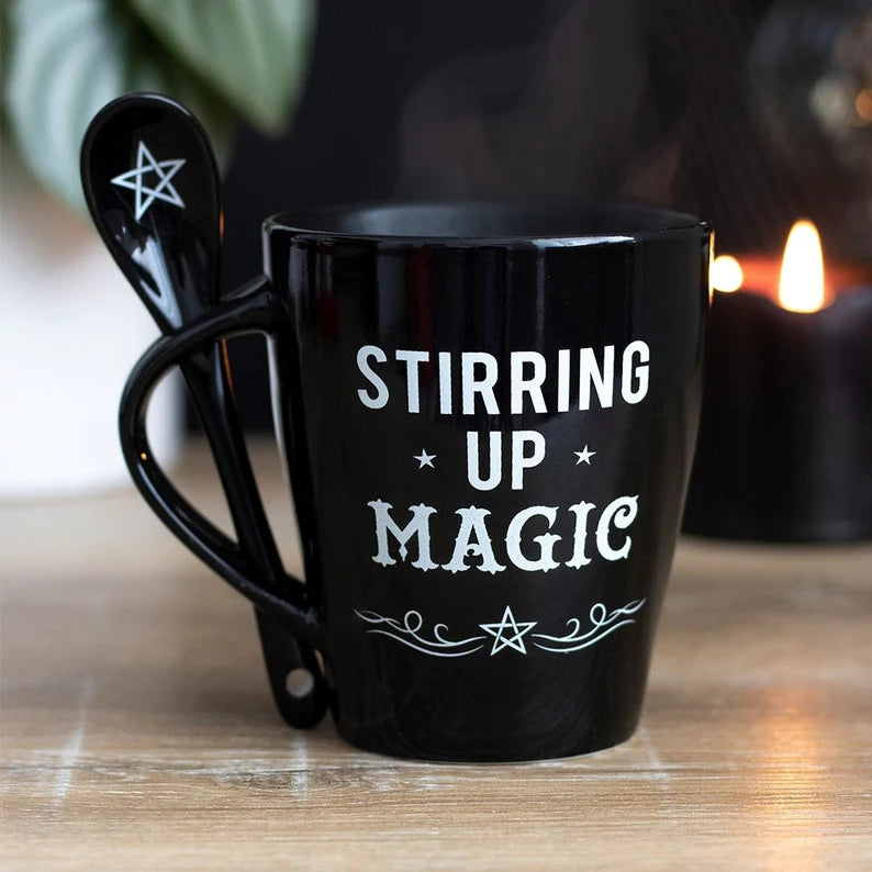 WITCHES STIRRING UP MAGIC MUG AND SPOON SET