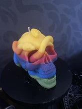 Rainbow Sherbet Medusa Skull Candle
