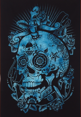 COTTON TAPESTRY SKULL BLUE