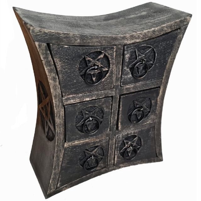 WOODEN 6 DRAWER ALMIRAH CABINET PENTACLE 21X24CM