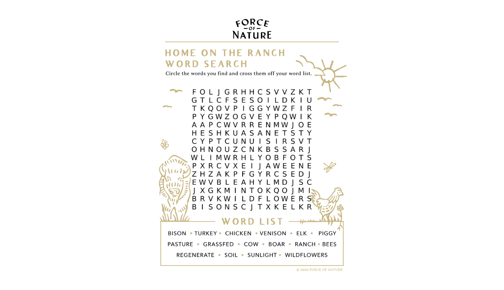 word search - home on the ranch