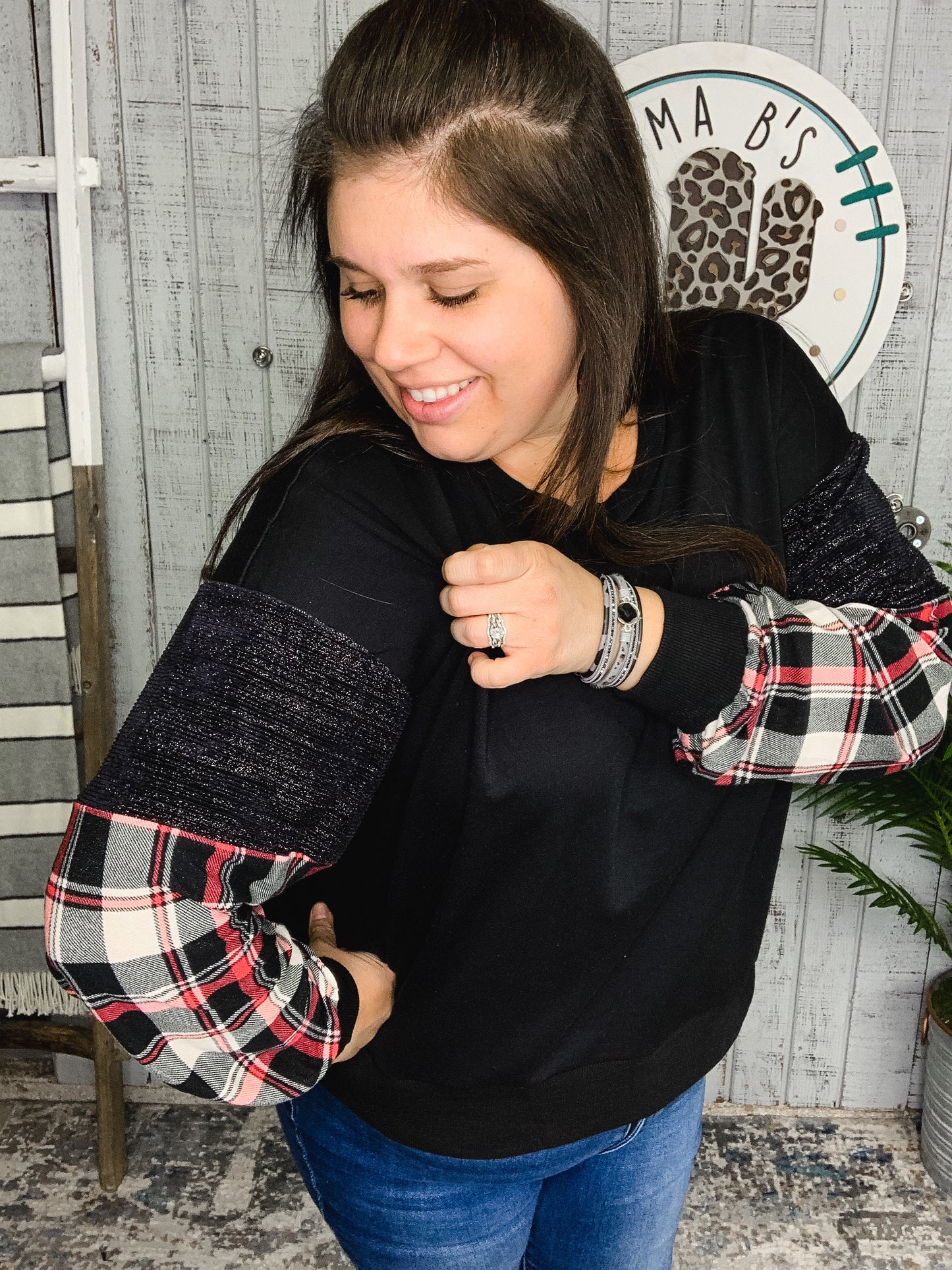 Pretty in Plaid Shimmery Top