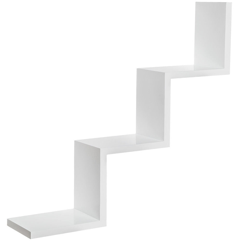 Zig Zag W Step Shape Floating Wall Display Shelves Free