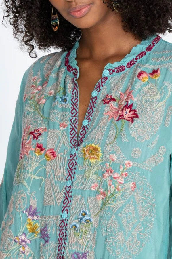 Johnny Was Allbee Blouse in Marine Blue