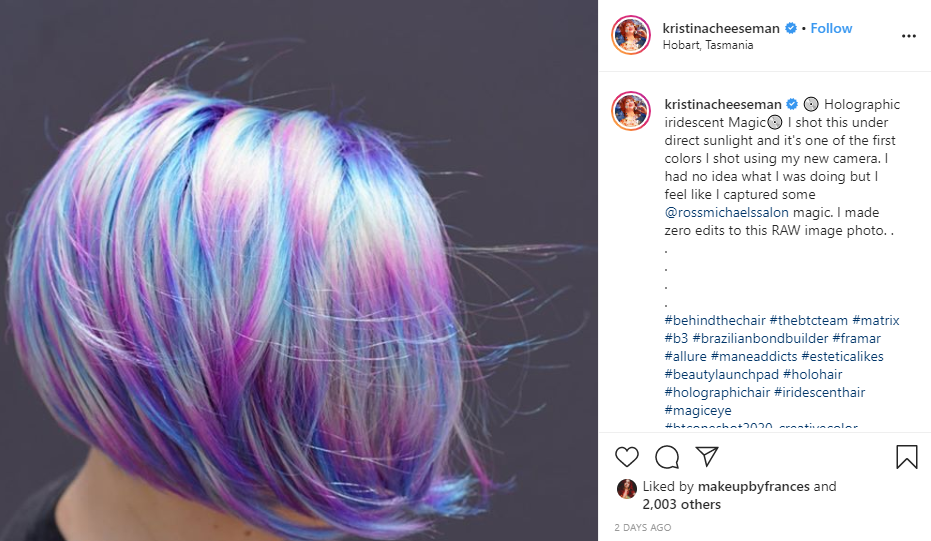  Holographic iridescent hair