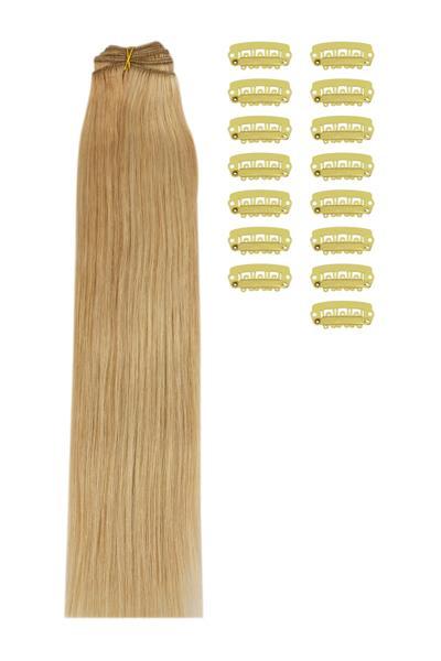 Diy Remy Clip In Human Hair Extensions Light Brown Golden Blonde